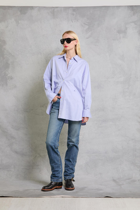 Diana Wrap Shirt in Poplin - Twill Blue