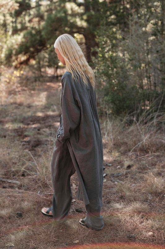 Florence Shirt Dress in Linen - Agave