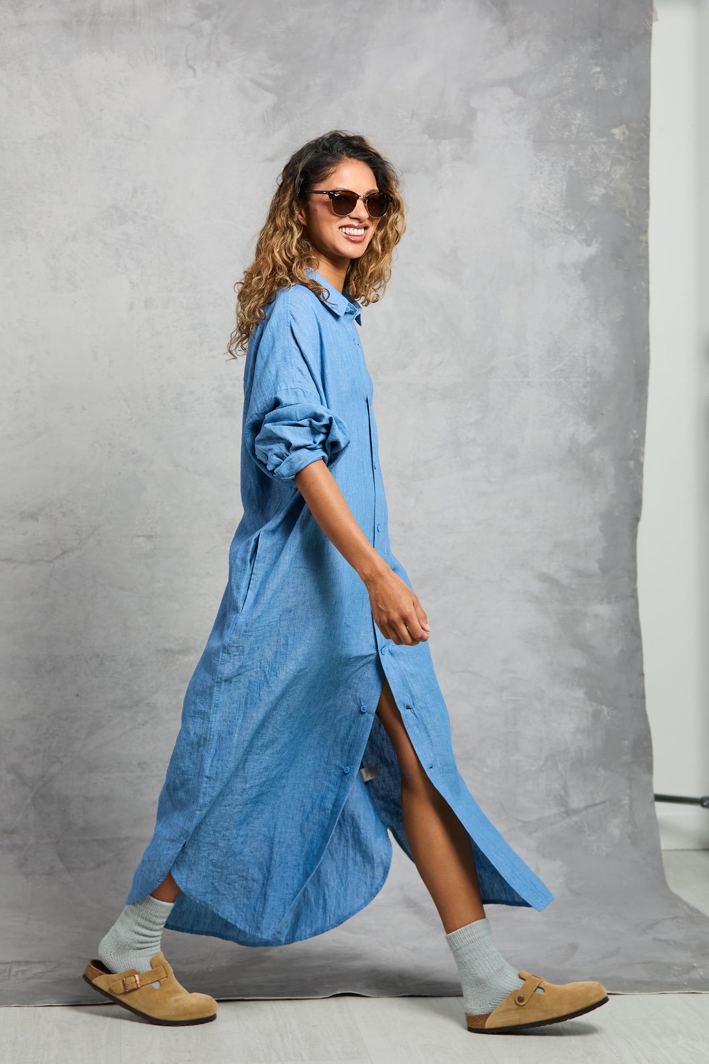 Florence Shirt Dress in Chambray