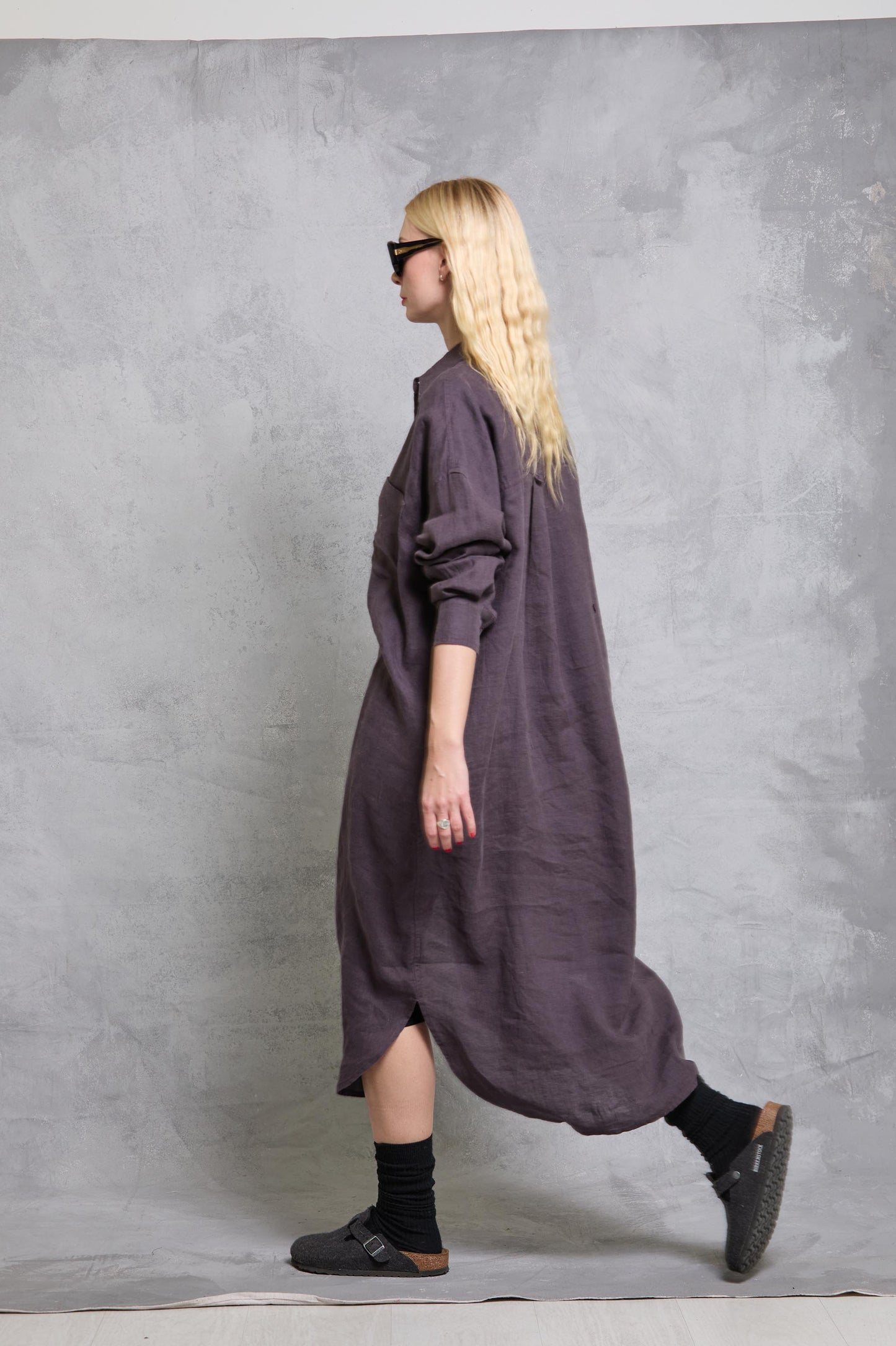 Florence Shirt Dress in Linen - Raisin