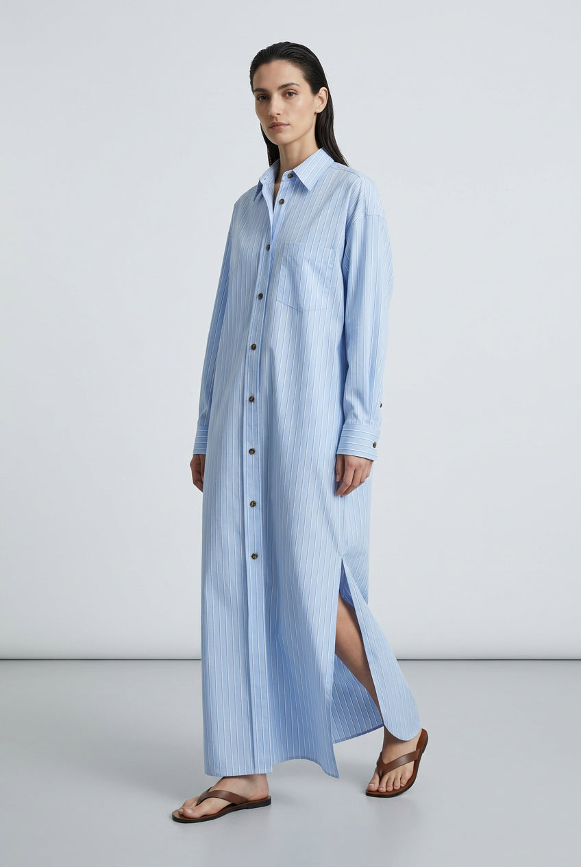 Slim Phoebe Shirt Dress - Ciel Stripe
