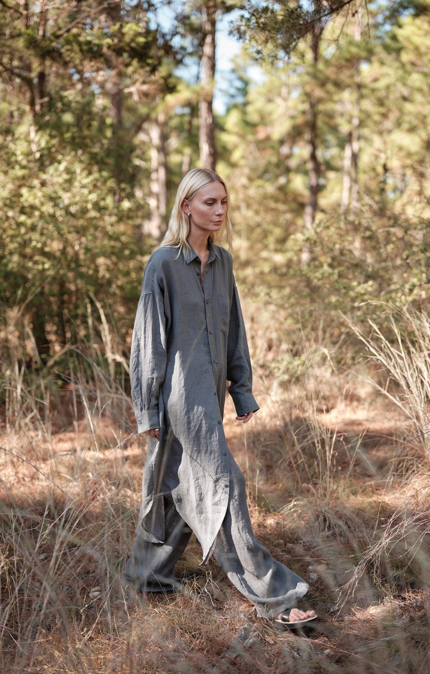 Juno Pant in Linen - Agave