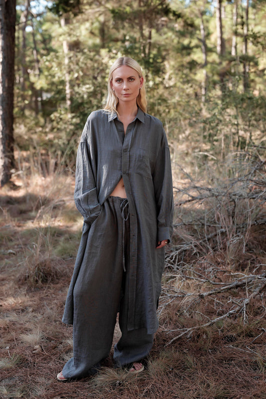 Juno Pant in Linen - Agave