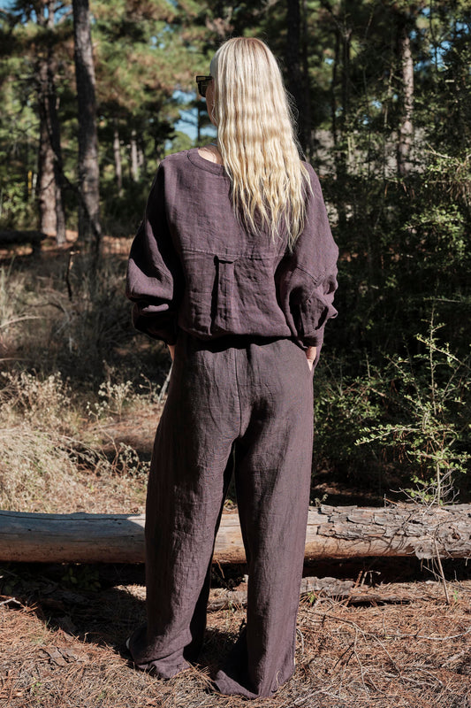 Juno Pant in Linen - Raisin