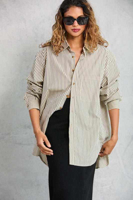 Repeat Shirt in Khaki Stripe