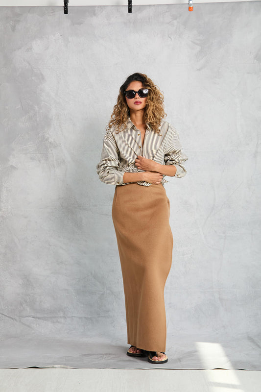 Wool Wrap Skirt - Camel