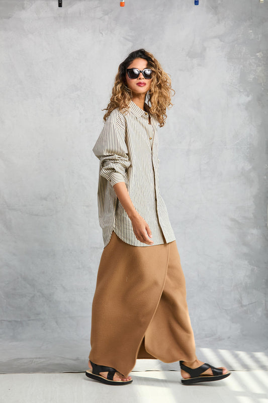 Wool Wrap Skirt - Camel
