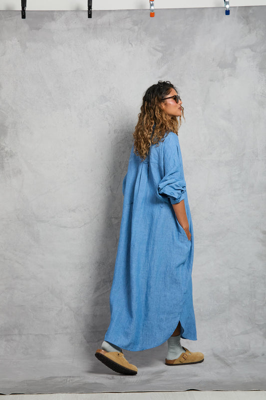 Florence Shirt Dress in Chambray