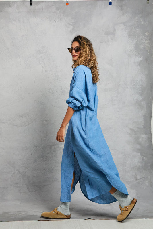 Florence Shirt Dress in Chambray