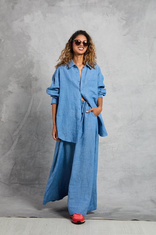 Palazzo Pant in Linen - Chambray