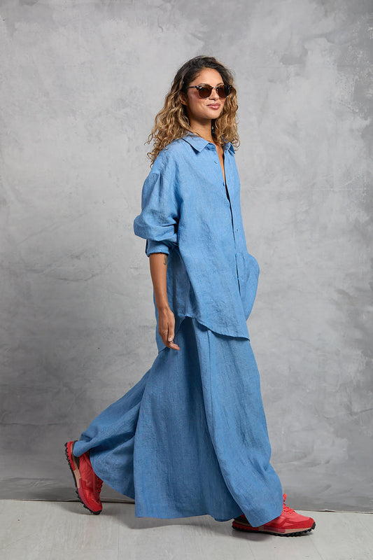Palazzo Pant in Linen - Chambray