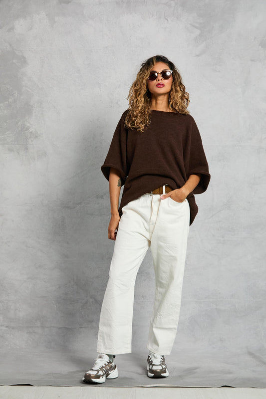 Boyfriend Knit Tee in Cocoa