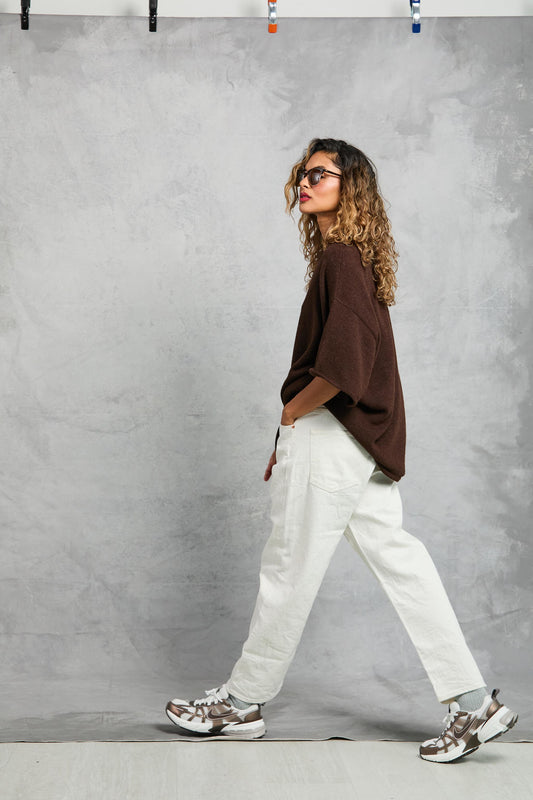 Boyfriend Knit Tee in Cocoa