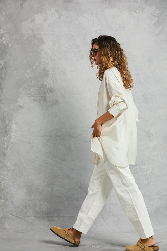 Tuxedo Shirt in Silk - Ivory