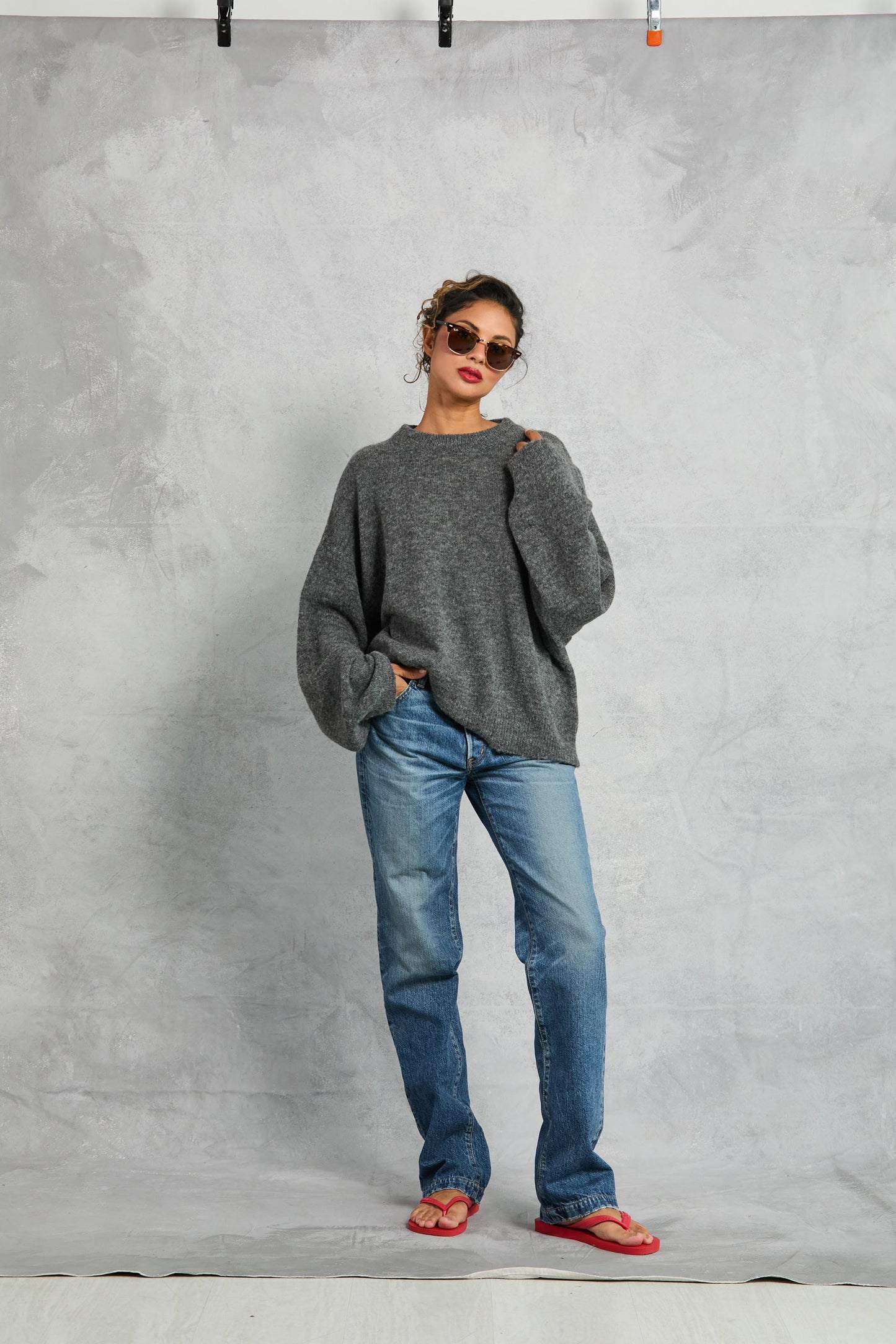 Cropped Jumper in Charcoal