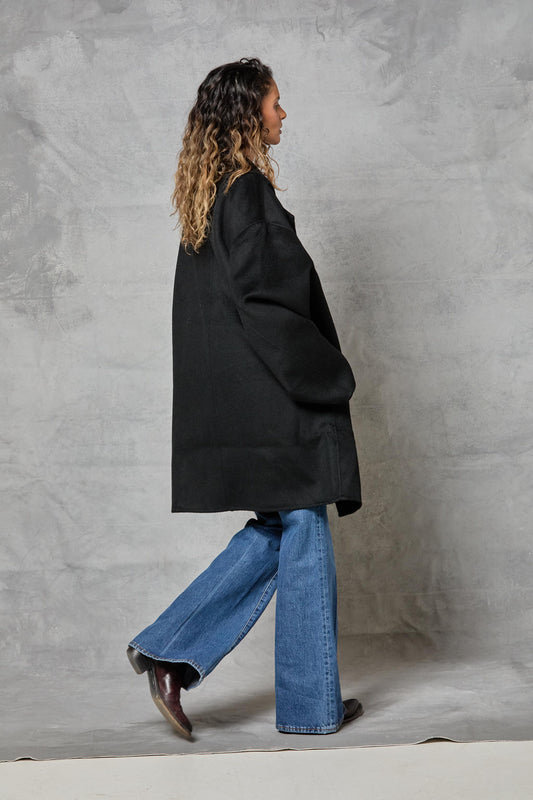 Stable Coat in Wool - Black