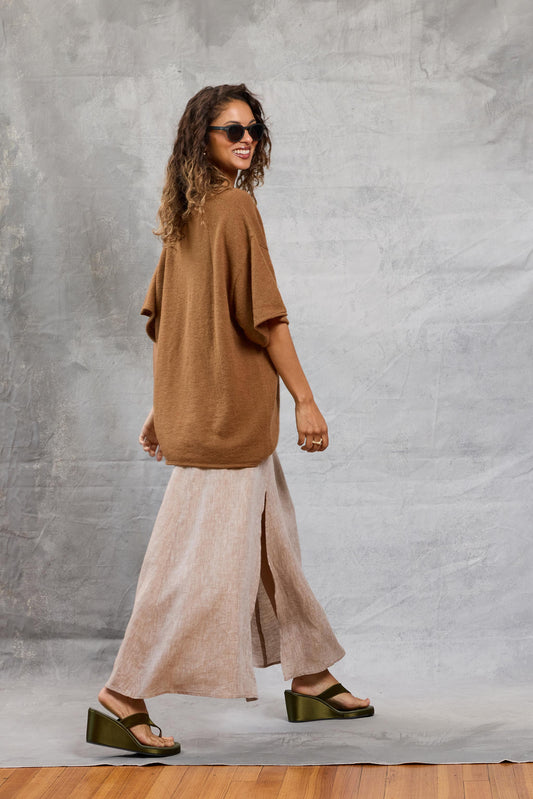 Boyfriend Knit Tee in Latte