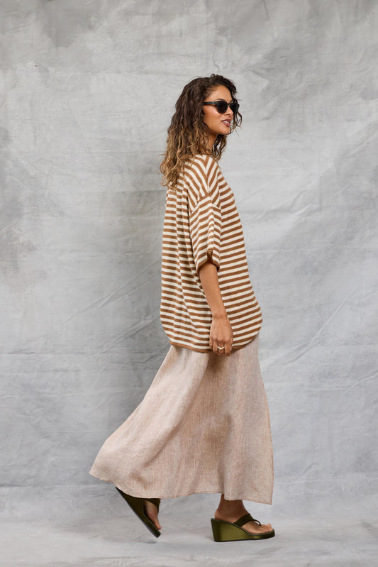 Riviera Skirt in Linen - Khaki