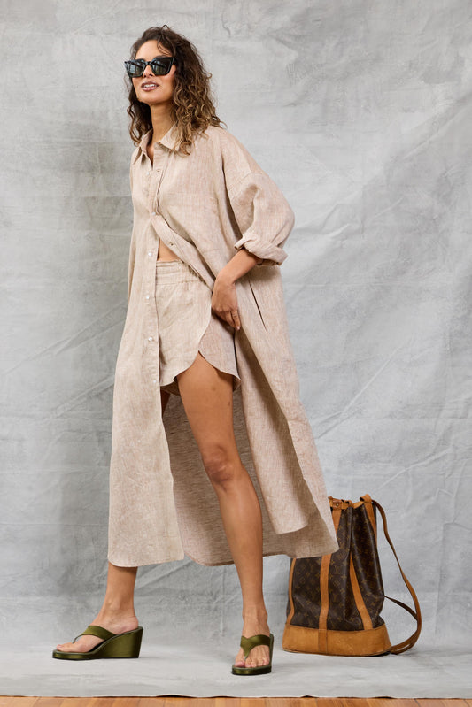 Running Short in Linen - Khaki