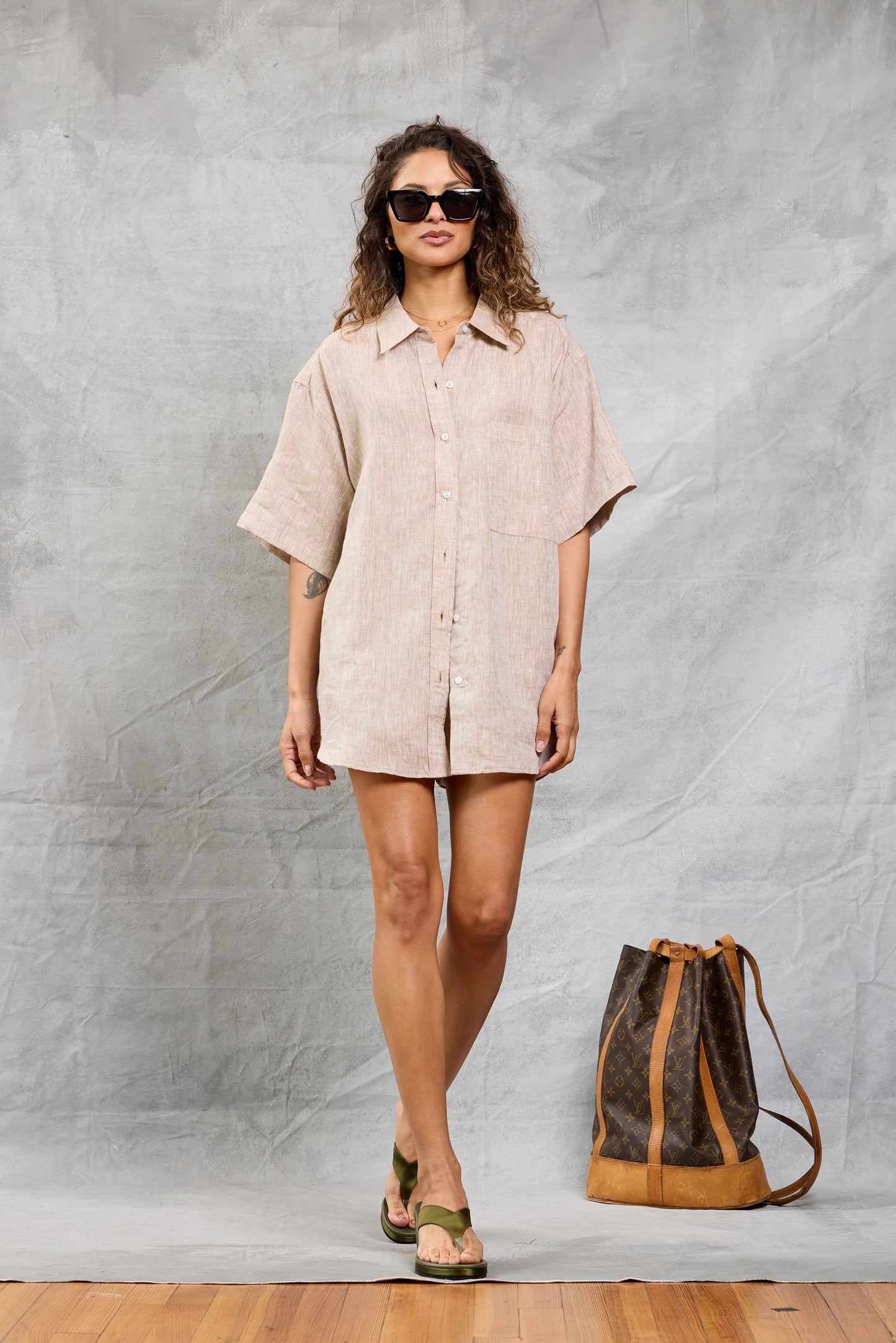 Riviera Shirt in Linen - Khaki