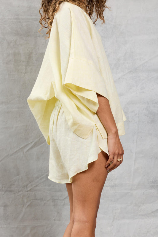 Running Short in Linen - Lemon