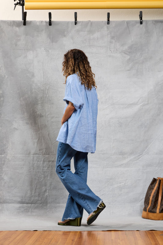 Riviera Shirt in Linen - Chambray