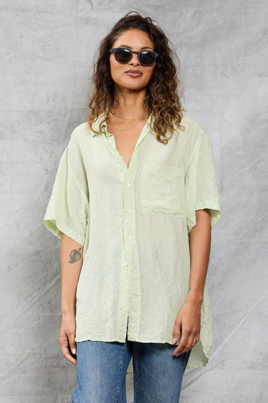 Riviera Shirt in Silk - Key Lime