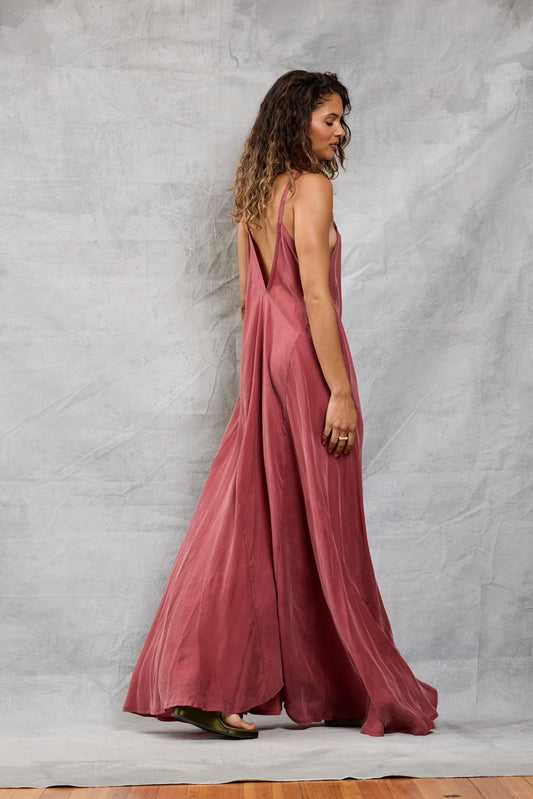 Stevie Dress in Cupro - Berry