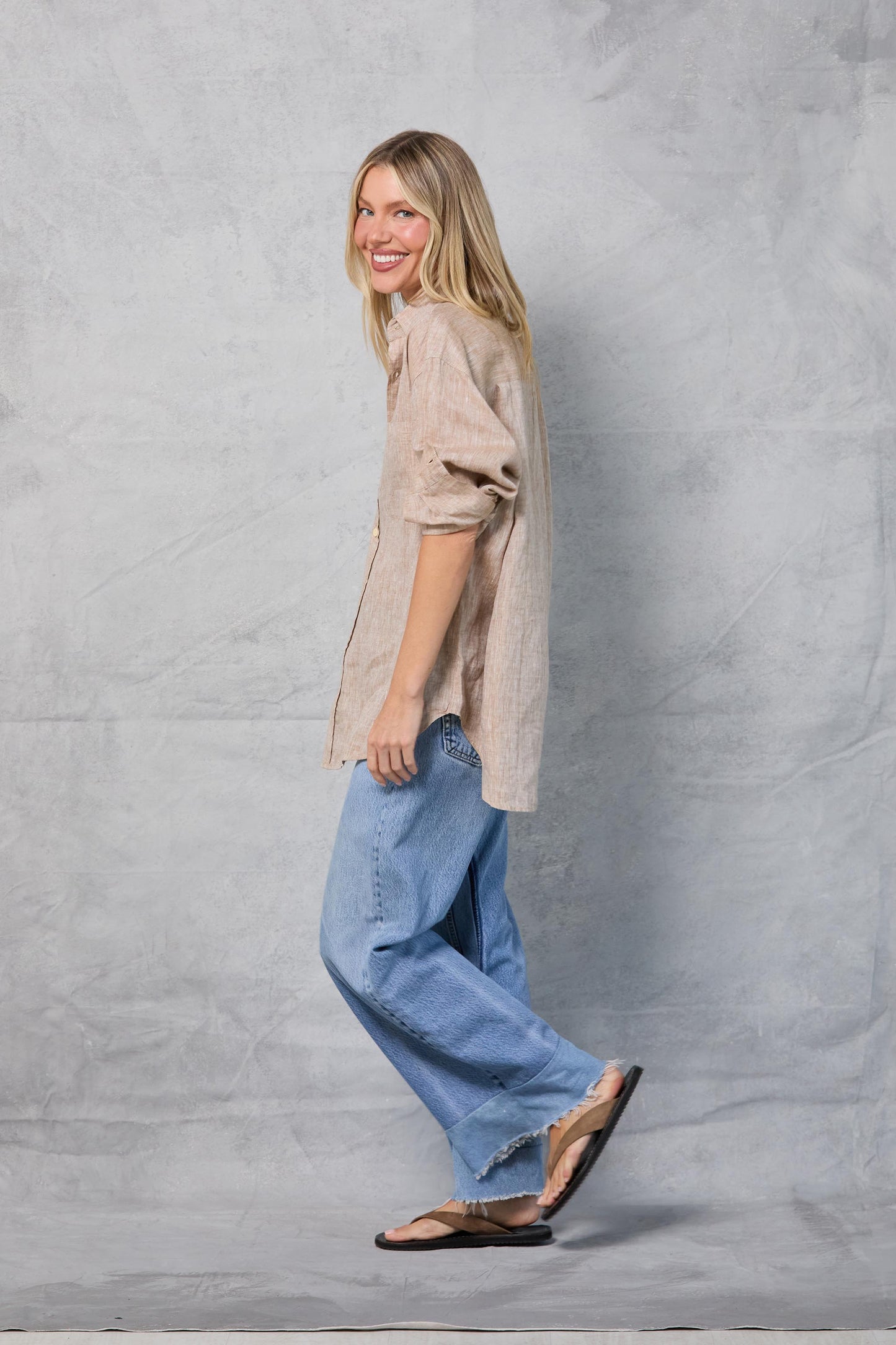 Repeat Shirt in Linen - Khaki