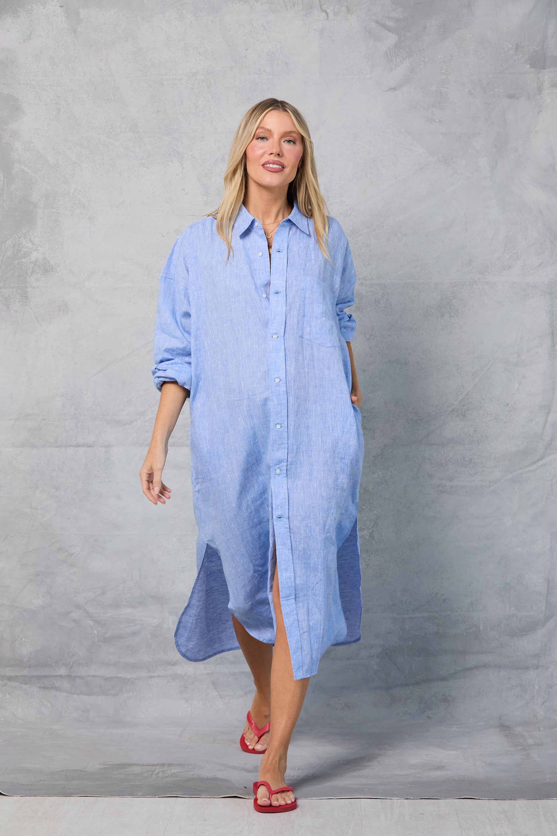 Florence Shirt Dress in Chambray 3