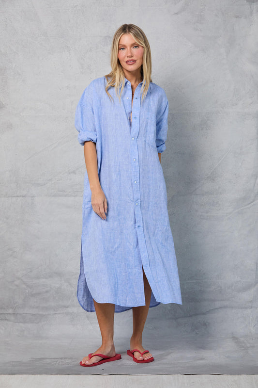 Florence Shirt Dress in Chambray