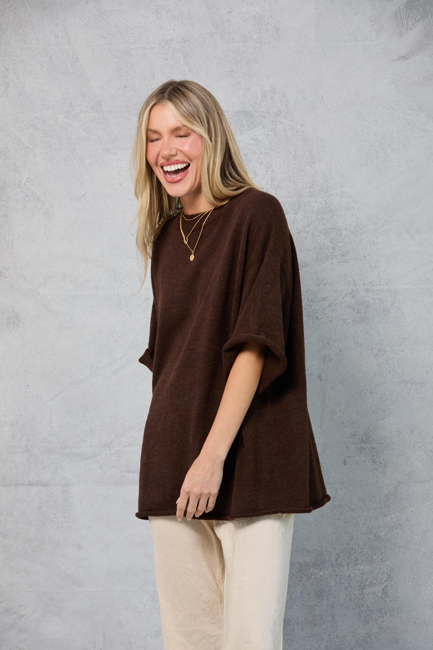 Boyfriend Knit Tee in Cocoa