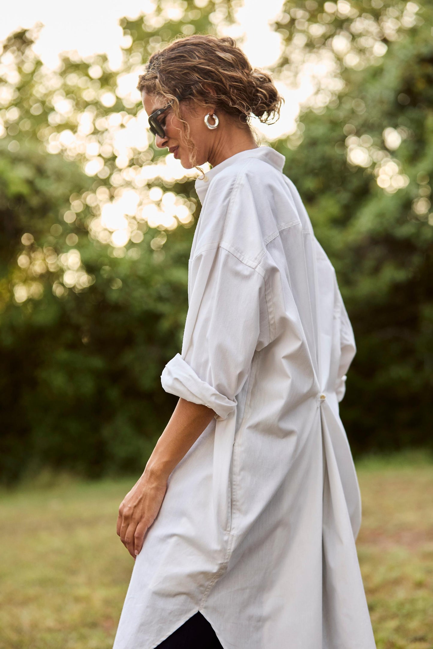 Phoebe Mini Shirt Dress in Off White