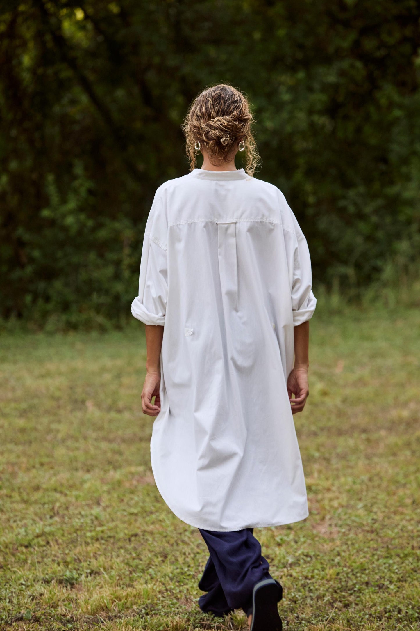 Phoebe Mini Shirt Dress in Off White