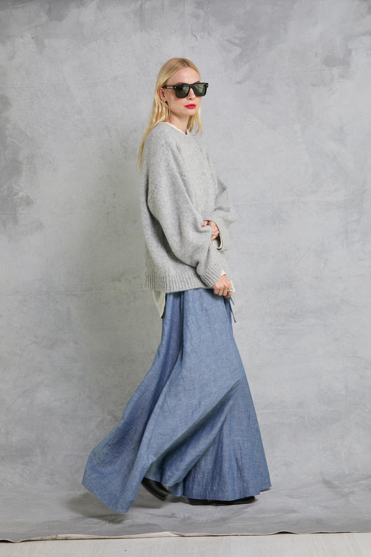 Palazzo Pant in Linen - Chambray