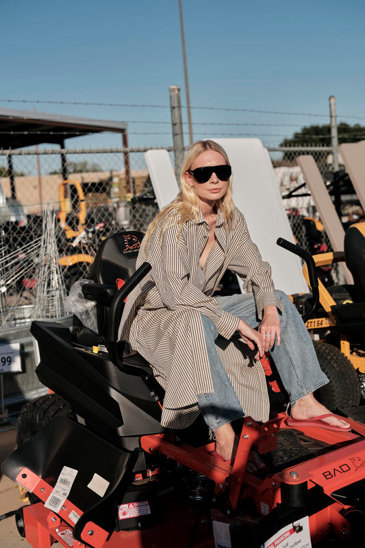 Phoebe Shirt Dress - Khaki Stripe