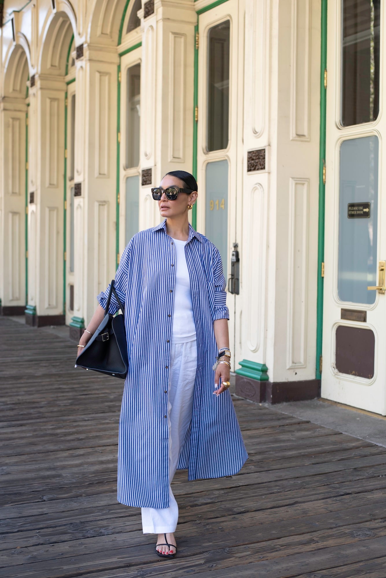 Phoebe Shirt Dress - Navy Stripe