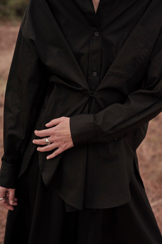 Diana Wrap Shirt in Poplin - Black