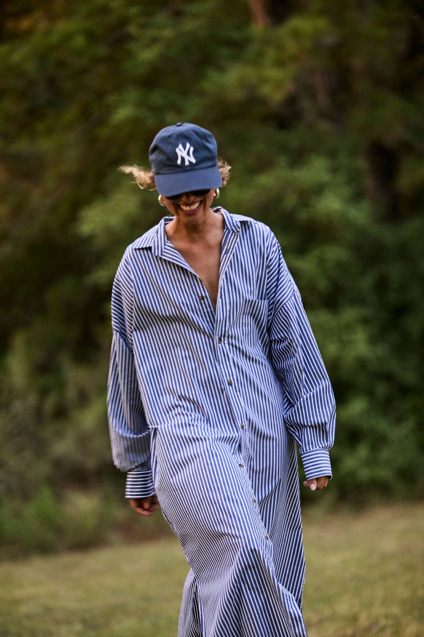 Phoebe Shirt Dress - Navy Stripe