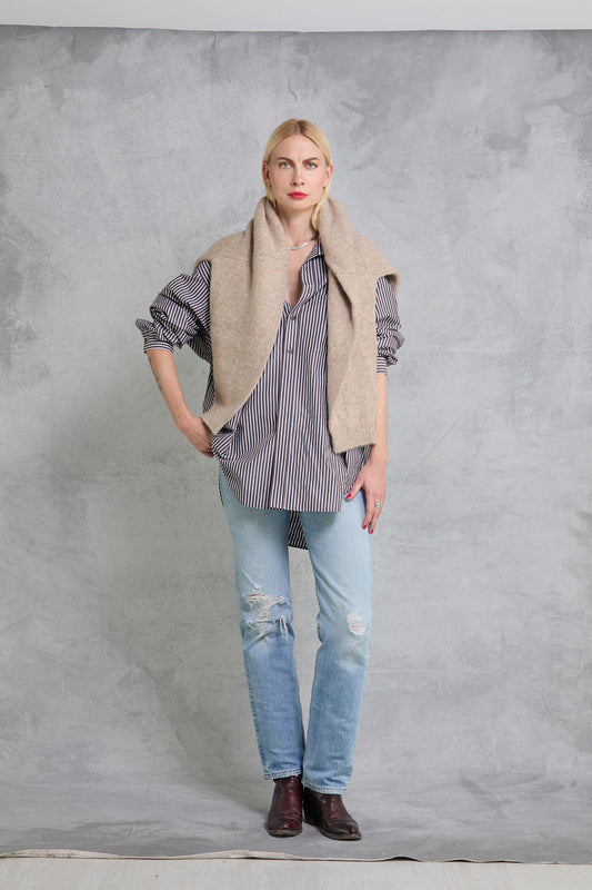 Repeat Shirt in Cocoa Stripe