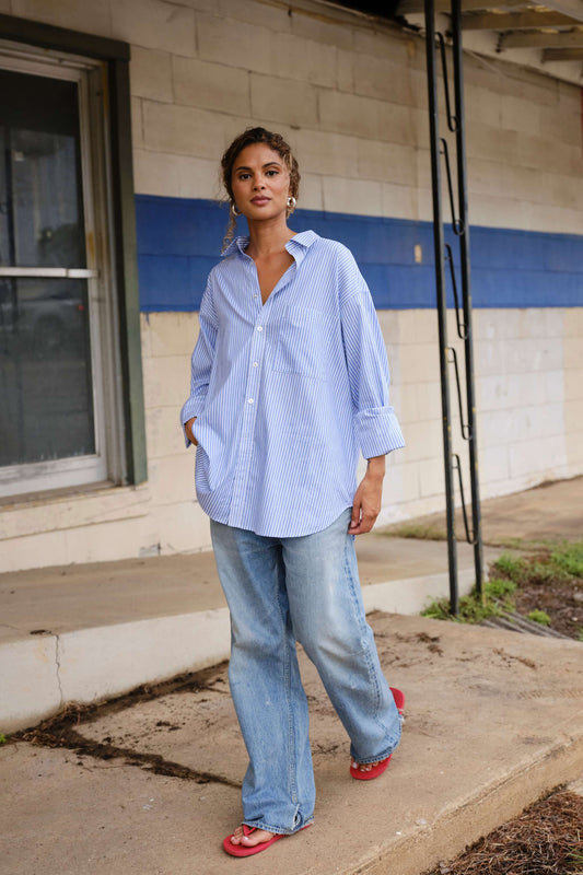 Repeat Shirt in Cotton Sky Stripe