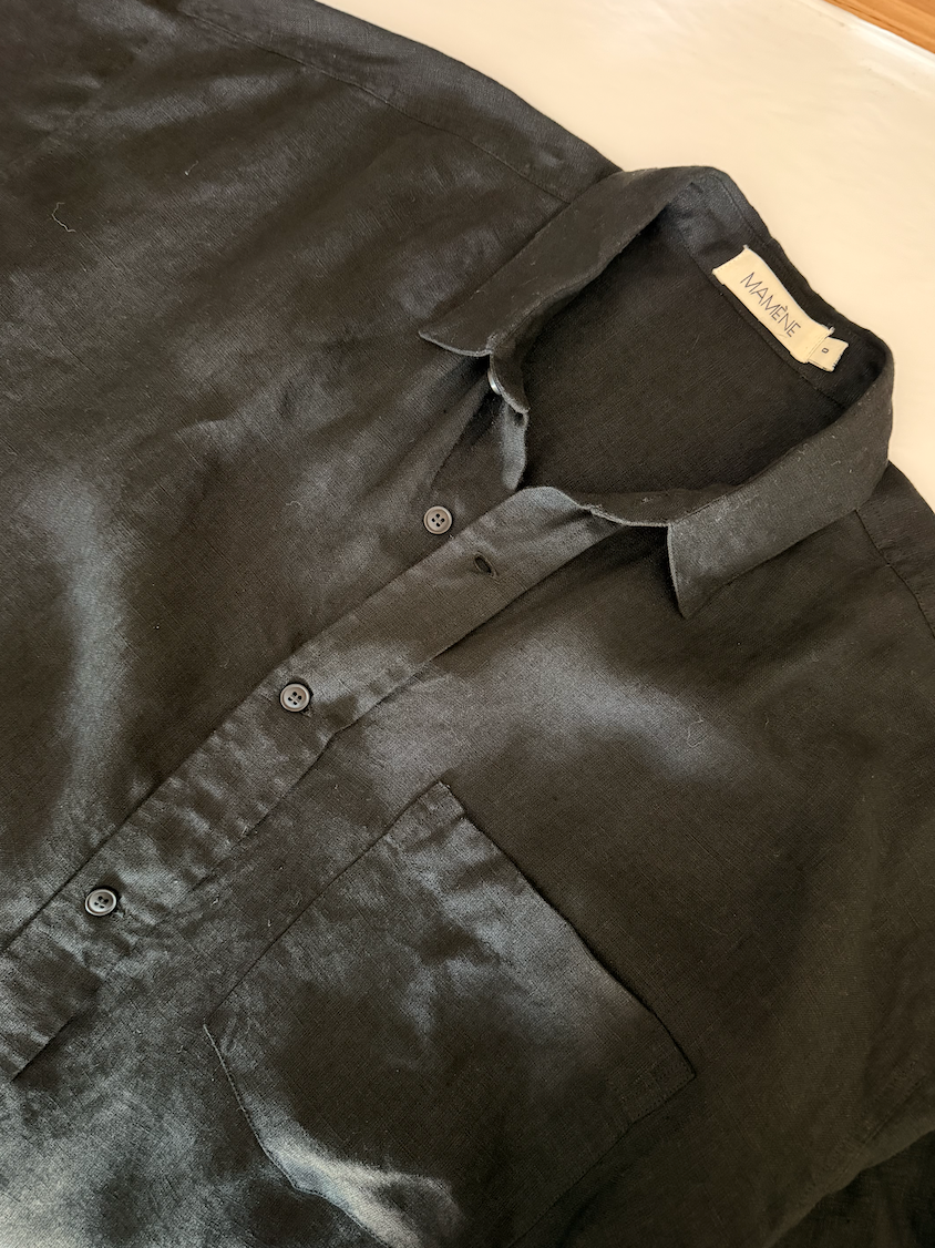 SAMPLE Florence Shirt Dress in Linen - Black