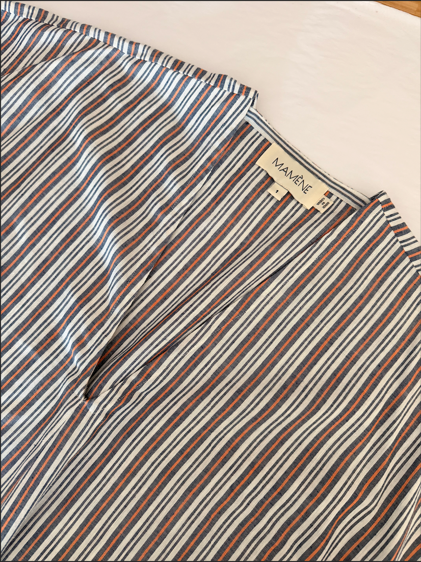 SAMPLE Throw-on Top in Linen Canopy Stripe