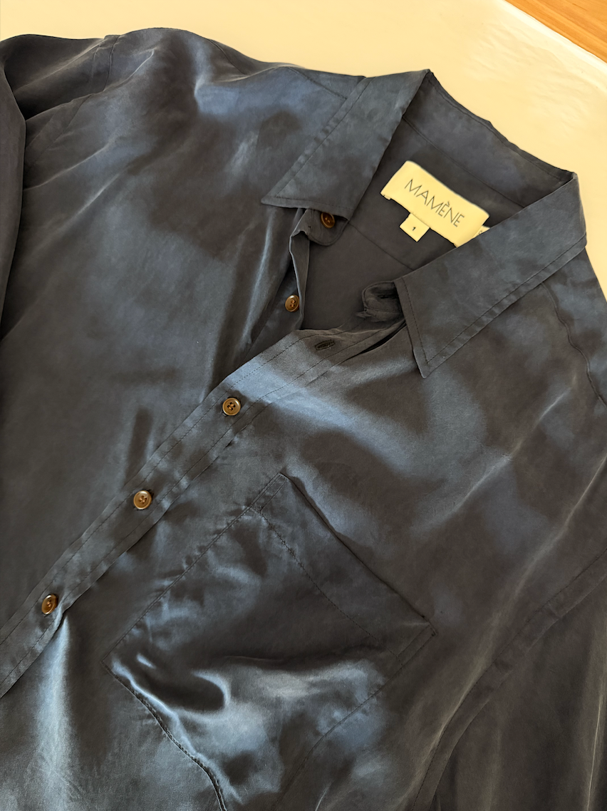 SAMPLE Repeat Shirt in Cupro Navy