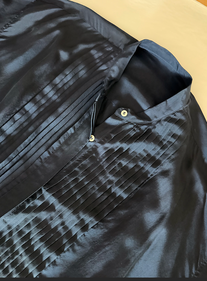 SAMPLE Tuxedo Shirt in Silk - Navy