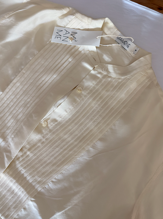 SAMPLE Tuxedo Shirt in Silk - Ivory