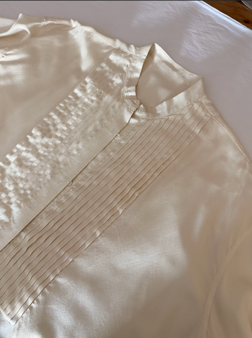 SAMPLE Tuxedo Shirt in Silk - Off White