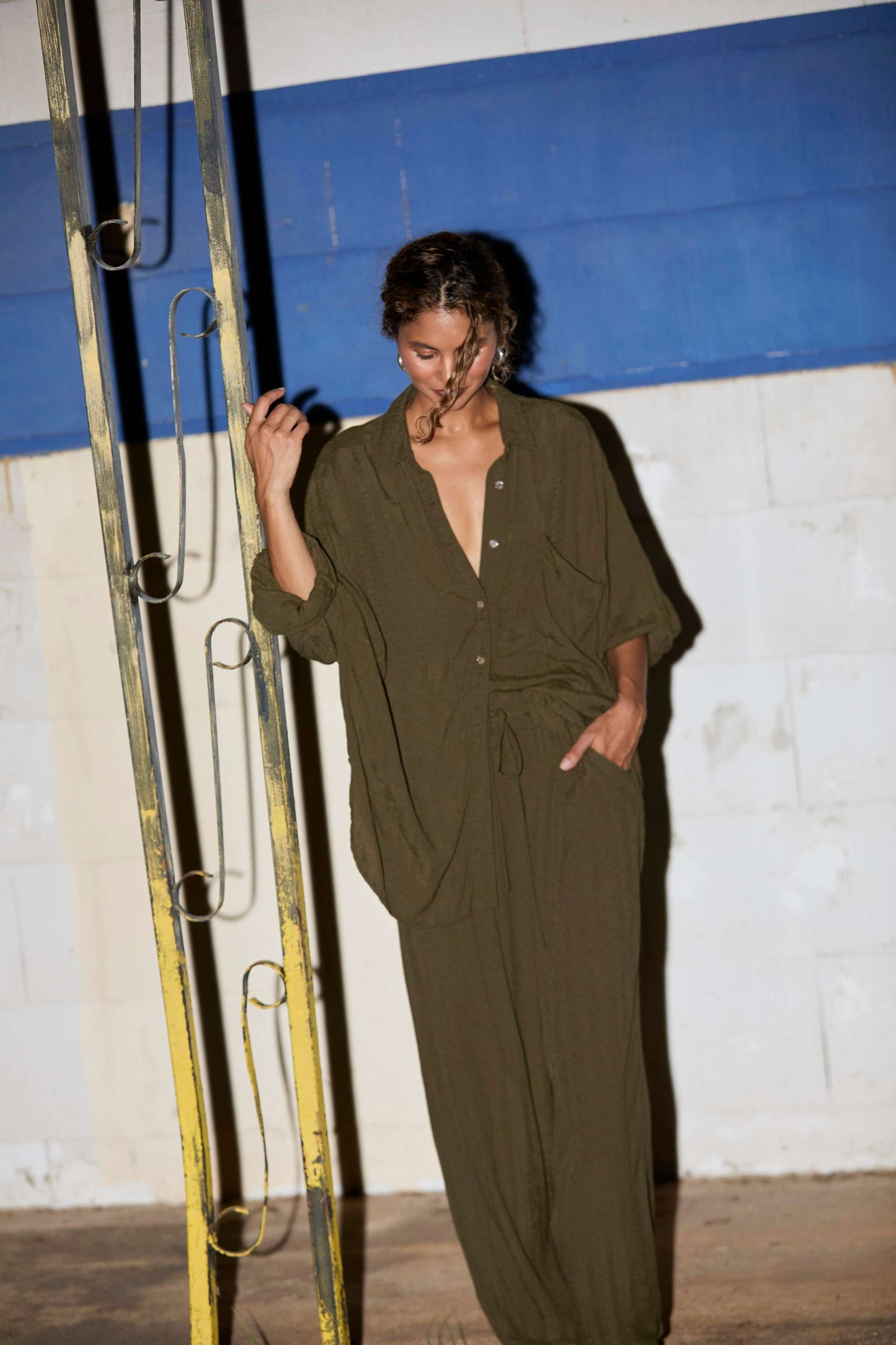 Cocoon Pant in Viscose - Olive