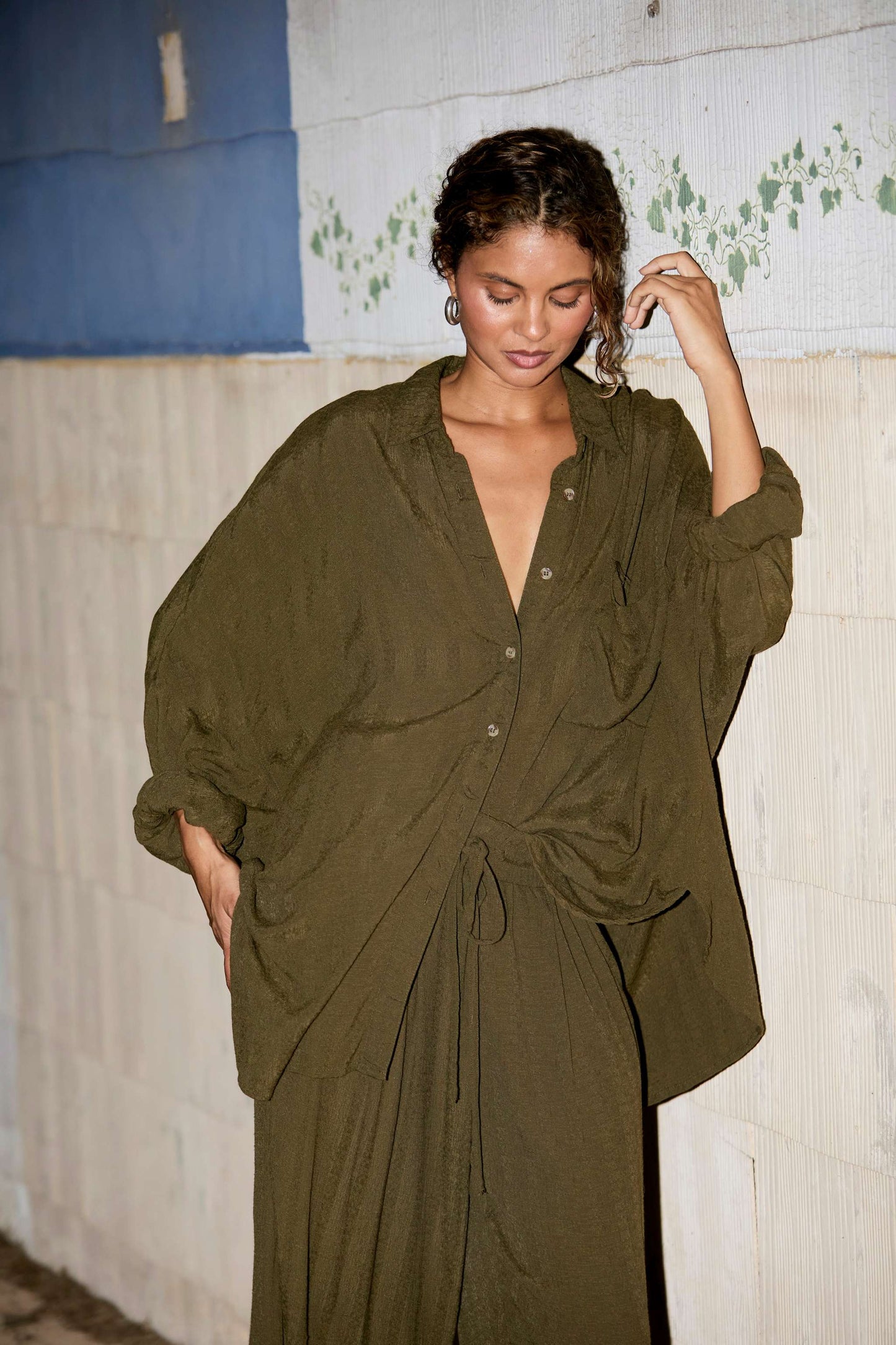 Cocoon Pant in Viscose - Olive