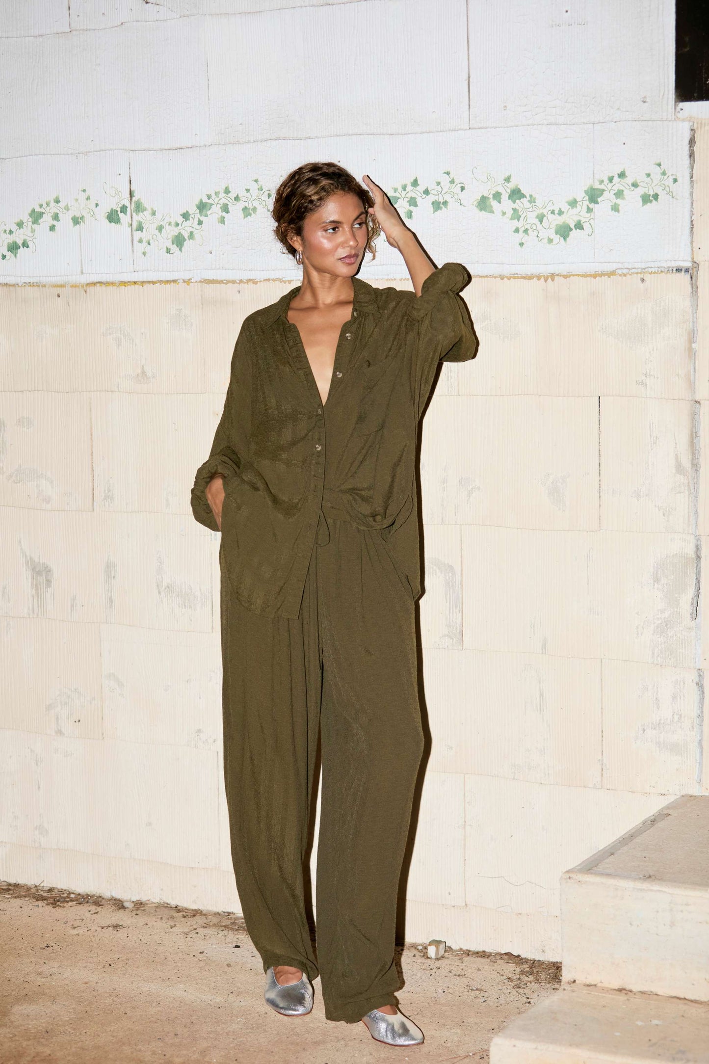 Cocoon Pant in Viscose - Olive